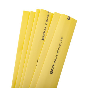 Термоусаживаемая трубка ТУТ нг 30/15 желтая в отрезках по 1м PROxima tut-30-y-1m