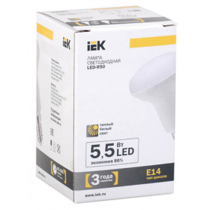 Лампа светодиодная R50 рефлектор 5,5 Вт 400 Лм 230 В 3000 К E14 нМ LL-R50-5-230-27-E14