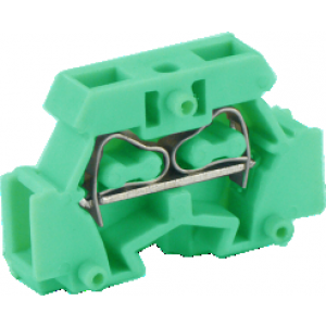 Проходная клемма (MINI) UJ2-1.5(GN), Проходная клемма, MINI, боковой подвод кабеля, 2 точки подключения, тип фиксации провода: пружинный, номинальное сечение: 1,5 мм кв., 17,5A, 400V, ширина: 5 мм, цвет: зеленый, тип монтажа: в зависимости от торцевой крышки