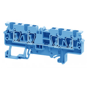 Проходная клемма CX4/4BU, Проходная клемма, 4 точки подключения, тип фиксации провода: пружинный, номинальное сечение: 4 мм кв., 32A, 1000V, ширина: 6 мм, цвет: синий, тип монтажа: DIN35