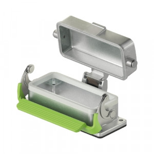 Открытое основание разъема BAS GUM GP 24 B, Основание разъема на панель, открытое, типоразмер 24B, защита от коррозии, с уплотнителем, с одной защелкой, с защитной крышкой, материал корпуса: алюминиевый сплав