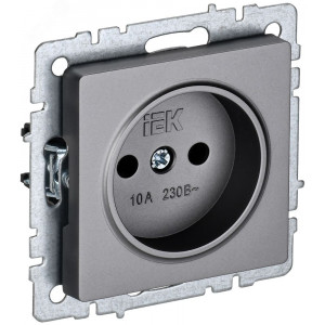 Розетка 1-м СП BRITE РС10-1-0-БрС 10А без заземл. без защ. шторок сталь BR-R10-10-K46