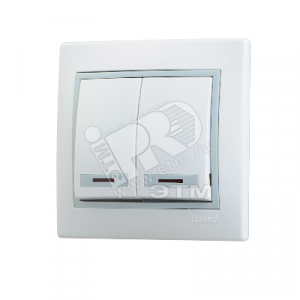 Выключатель 2-кл. СП Mira 10А IP20 с подсветкой с сер. вставкой бел. 701-0215-112