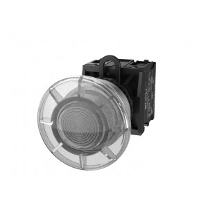 Кнопка грибовидная (прозрачн.) TS2527-0FM70-S20, Кнопка грибовидная, без блокировки, LED AC 220V, алюминиевое переднее кольцо, с мгновенным нажатием, с контактной группой 2NO, диаметр головки кнопки 40 мм, диаметр посадочного отверстия: 22 мм, цвет: прозрачный