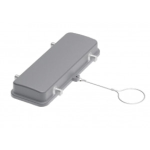 Защитная крышка S24B-PC-4B/2S, Защитная крышка, типоразмер 24B, без уплотнителя, без защелок (упоры для двух защелок), с удерживающей стропой от утери с кольцевым наконечником, материал корпуса: пластик