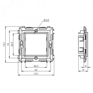 Каркас на 2 модуля (одноместный) без лапок, белый, RAL9010 75023W