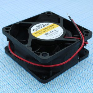 YDM6025B24F, Вентилятор 24В 60х60x25 B, 1.68W, 5000 об/мин, 43м3/час, 37.7дБ, подшипник качения, тип вывода - провод