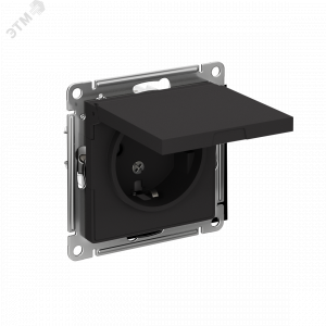 Розетка 1-м СП AtlasDesign 16А IP20 с заземл. защ. шторки с крышкой механизм карбон SE ATN001046