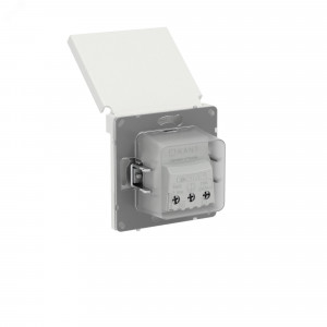 Розетка силовая, 2P+E, с з/ш, с крышкой, IP44, KANT, белый песок 7010013
