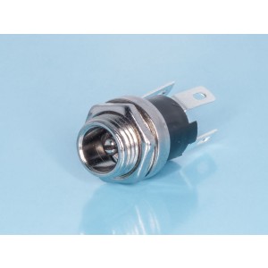 DJK-04A, Разъем питания штыревой 2,1мм, вилка на приборный блок, под гайку, МИНИ