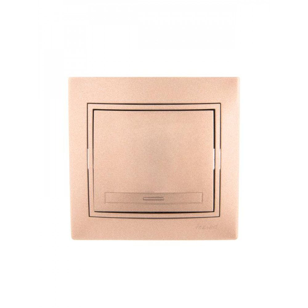 Изображение товара Выключатель 1-кл. СП Mira 10А IP20 со вставкой свет. корич. перламутр. 701-3131-100