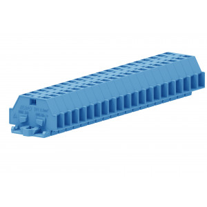 Проходная клемма (MINI) 241304, Проходная клемма, MINI, боковой подвод кабеля, 2 точки подключения, тип фиксации провода: пружинный, номинальное сечение: 2,5 мм кв., 24A, 500V, ширина: 6 мм, цвет: синий, тип монтажа: монтажные фланцы