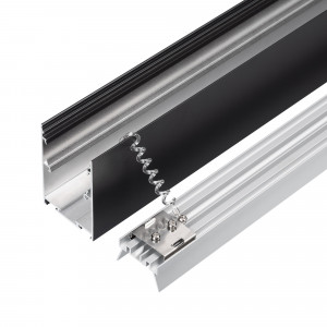 Профиль LINE-5075-HONEYCOMB-2000 BLACK 044874, Алюминиевый накладной профиль для светодиодных лент и линеек. Цвет - черный (порошковая окраска). Габаритные размеры (L?W?H): 2000x75,7x51,2 мм. Ширина площадки для ленты 28 мм. Отсек для БП 47,8х27,8 мм. Экраны, заглушки и другие аксессуары приобретаются