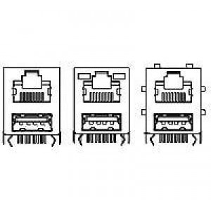 1775855-1, Модульные соединители / соединители Ethernet RJ45 OVER RCPT USB