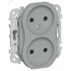 Изображение товара FLITE Розетка 2-местная без заземления с защитными шторками безвинтовое крепление 10А РСш02-1-ФлС серый IEK FI-R23-10-1-K03