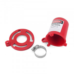 gwrF43, Блокиратор вентиля со съёмной рукоятью, полипропилен, диаметр отверстия для шпинделя – 54 мм, 112х120 мм, цвет – красный, 1 шт/упак