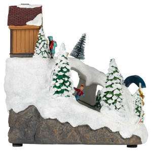 Светодиодная новогодняя фигура EFIS-S06 композиция Лыжня мультиколор 3*АА 22*14*22 см Б0060484