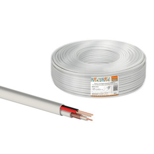 Кабель для видеонаблюдения КВК-В-2 2х0,75 мм (200м), для внутренней прокладки, белый народный SQ0123-0103