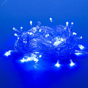 Гирлянда светодиодная с контроллером, 5м 50 светодиодов ULD-S0500-050/DTA BLUE IP20 Синий свет Провод прозрачный UL-00005253