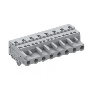 Розеточный разъем на кабель 475124/030, Розеточный разъем, прямой, на кабель, шаг: 7.5 мм, 24 полюса, фиксация провода пружинная, исполнение: с якорными защелками в панель, 500V, 16A, цвет: серый