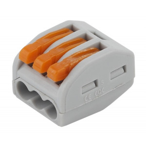 NO-222-23 Клемма СМК, серия 413, с рычагом, 3 отверстия, 0.08-2.5мм2 (упак. 2 шт.) Б0033397