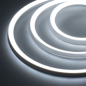 Гибкий неон ARL-MOONLIGHT-1515-3D 24V White 029797, Гибкая герметичная лента (неон серии MOONLIGHT), сечение 15х15 мм. Светодиоды SMD 2835 168 шт/м. Цвет свечения БЕЛЫЙ (6000 К), индекс цветопередачи CRI>80, световой поток 510 лм/м, угол излучения 115°. Мощность 6.8 Вт/м, питание 24 В. Класс пылевлагозащит