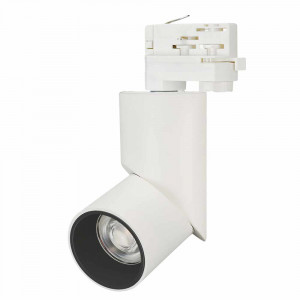 Светильник LGD-TWIST-TRACK-4TR-R70-15W Day4000 (WH-BK, 30 deg) 025461(1), Светильник подвесной для треков/шин 4 провода. Мощность 15 Вт, св. поток 1100 лм, 74 лм/Вт, дневной 4000 K, CRI>90, угол 30°, напряжение питания 230 В. Белый круглый корпус из алюминия, экран , степень защиты IP40. Размер: диаметр 71 мм, высота 195 мм.