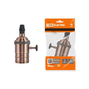 Патрон подвесной Е27 с выключателем, металлический "Лофт", медь SQ0335-0069