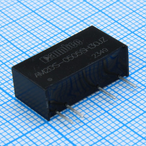 AM2DS-0505SH30JZ, DC/DC, 2Вт, вход 4.5…5.5В, выход 5В/0.04…0.4А, изоляция 3000В DC, КПД 84%, максимальная емкостная нагрузка не более 2400мкФ, SIP7, 19.65x7.05x10.16мм, -40…105°C, пластик