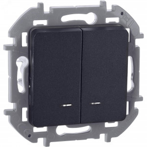 Выключатель 2-кл. Inspiria 10А IP20 250В 10AX с подсветкой/индикацией механизм антрацит Leg 673633