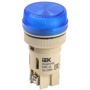 Лампа ENR-22 сигнальная d22мм синий неон/240В цилиндр IEK (кр.10шт) [BLS40-ENR-K07]