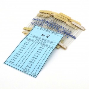 Набор резисторов №2 MFR-12J(F) 10-91, Набор выводных резисторов 0.125W, ряд Е24 ( по 5 шт.) номиналы 10-91 Ом, 5%(1%)