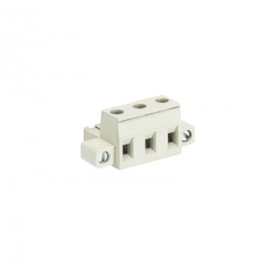 Розетка Wiecon 8313 B / 3 F OB, Розеточный разъем, угловой, на кабель, шаг: 7.5 мм, 3 полюса, фиксация провода винтовая, исполнение: с монтажными фланцами, без маркировки, 400V, 12А, цвет: серый