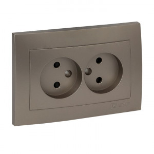 Валенсия лицевая панель розетка 2-местной б/з 10А кашемир с защ. штор. PROxima ESR10-L-102-40
