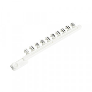 Гребенка с шильдиками 9704 A /BG B, Гребенка составных шильдиков, боковая / верхняя, 10 шильдиков, нанесенные символы: B,B, ... ,B цвет: белый