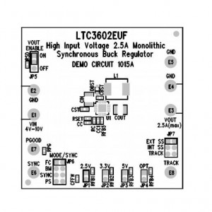 DC1015A, Средства разработки интегральных схем (ИС) управления питанием LTC3602EUF - 2.5A, 15V, Monolithic Synch