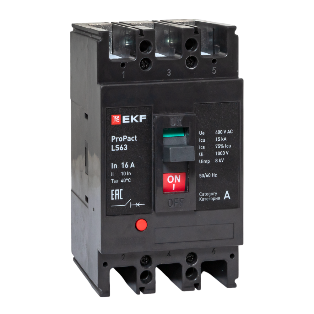 Изображение товара Автоматический выключатель LS63 15кА 3P 16А EKF ProPact стационарный