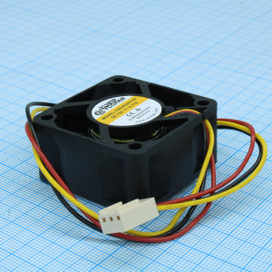 YDD4020C12F, Вентилятор 12В 40х40x20 C, 1.92Вт, 9500 об/мин, 20м3/час, 34.2дБ, подшипник скольжения CycleSeal, сигнальный провод FG, тип вывода - провод с коннектором
