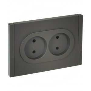 FORTE&PIANO Розетка 2-местная без заземления с защитными шторками безвинтовое крепление 10А FP325 серый IEK FP-R23-10-1-K03