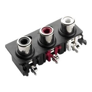 RCJ-32265, Соединители RCA  RCA jack, 3P, 1 x 3, rt, through hole, BE/GR/RD