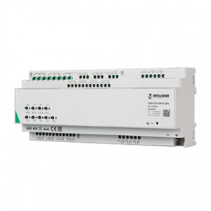 KNX-724-SW10-DIN, Релейный модуль 24-ти канальный для KNX систем. Установка на DIN рейку. Возможно использование как простого релейного модуля, так и в качестве контроллера штор/жалюзи. Возможность ручного управления. Напряжение питания DC 21-30V от шины данных.