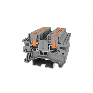 Проходная клемма TPV2.5-2-GY, Проходная клемма, с боковым подключением, тип фиксации провода: Push-in, номинальное сечение: 2,5 мм кв., 24A, 1000V, ширина: 5,2 мм, цвет: серый, тип монтажа: DIN35