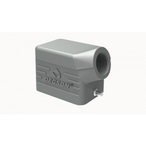 Крышка разъема D6B-SE-2g-M20, Крышка разъема на кабель, типоразмер 6B, без уплотнителя, 1 отверстие с резьбой для кабельных вводов M20x1,5, с боковым расположением, без защелки (упоры под одну защелку), материал корпуса: алюминиевый сплав