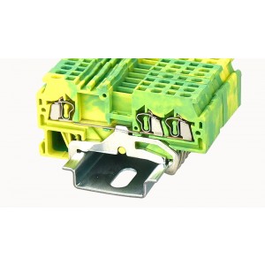 WS1.5-TW-PE-01P-1C-00Z(H), Заземляющая клемма, 3 точки подключения, тип фиксации провода: пружинный, номинальное сечение: 1,5 мм кв., ширина: 4 мм, цвет: желто-зеленый, тип монтажа: DIN35