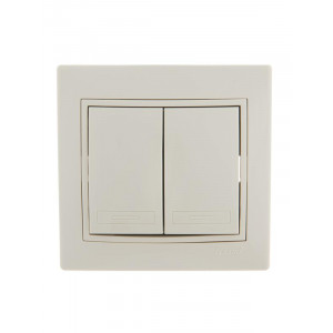 Выключатель 2-кл. СП Mira 10А IP20 со вставкой крем. 701-0303-101