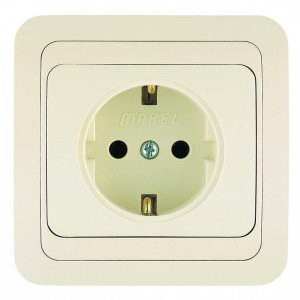 Розетка 1-м СП Mimoza 16А IP20 с заземл.керамика крем./крем. 25008