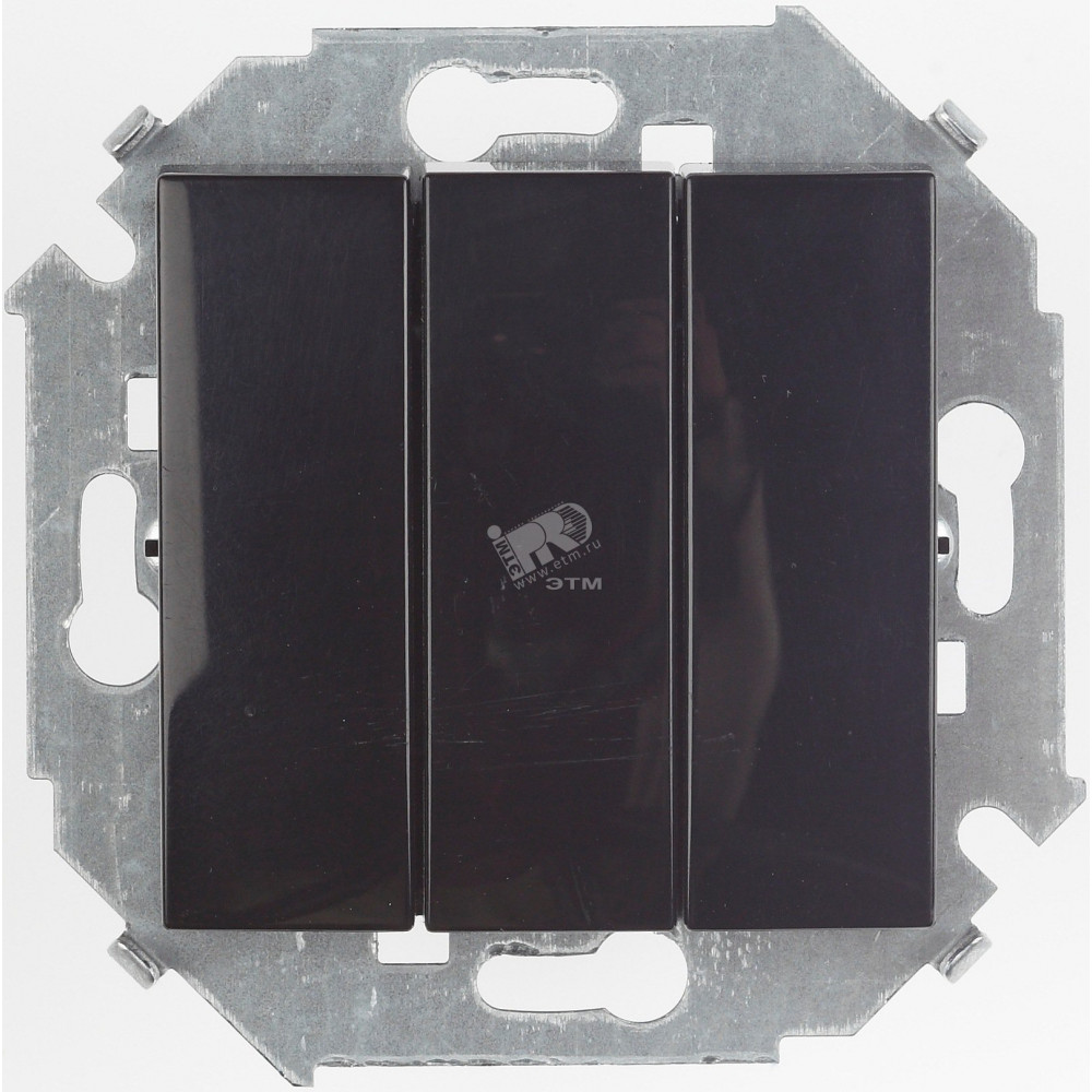 Изображение товара Трехклавишный выключатель Simon 1591391-032 10А 220В черный глянец