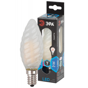 Лампочка светодиодная ЭРА F-LED BTW-7W-840-E14 frost Е14 / E14 7Вт филамент свеча витая матовая нейтральный белый свет(кр.1шт) [Б0027963]
