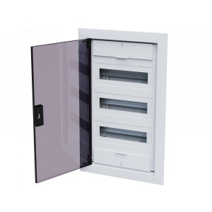 Щит распределительный встраиваемый с пластиковой черной прозрач. дверцей на 36 модулей, OptiBox Pro 36-VKR-IP40 379805