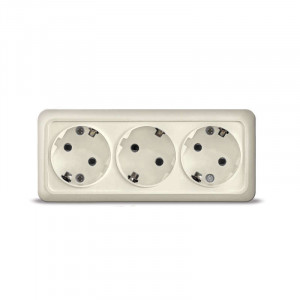 Розетка 3-м ОП Олимп с заземл. сл. кость 1167